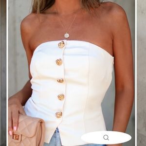 Vici Keep It Sleek Strapless Top Cream NWT